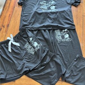 Kids Black Crew-Print Pajama Set